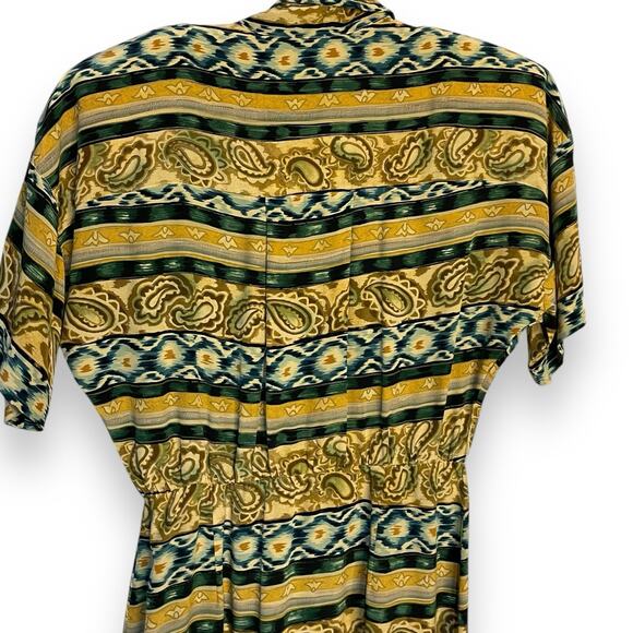 Maggy London Maxi Dress Women's 14 Multicolor Mixed Media Print Button Front VTG - Picture 7 of 12